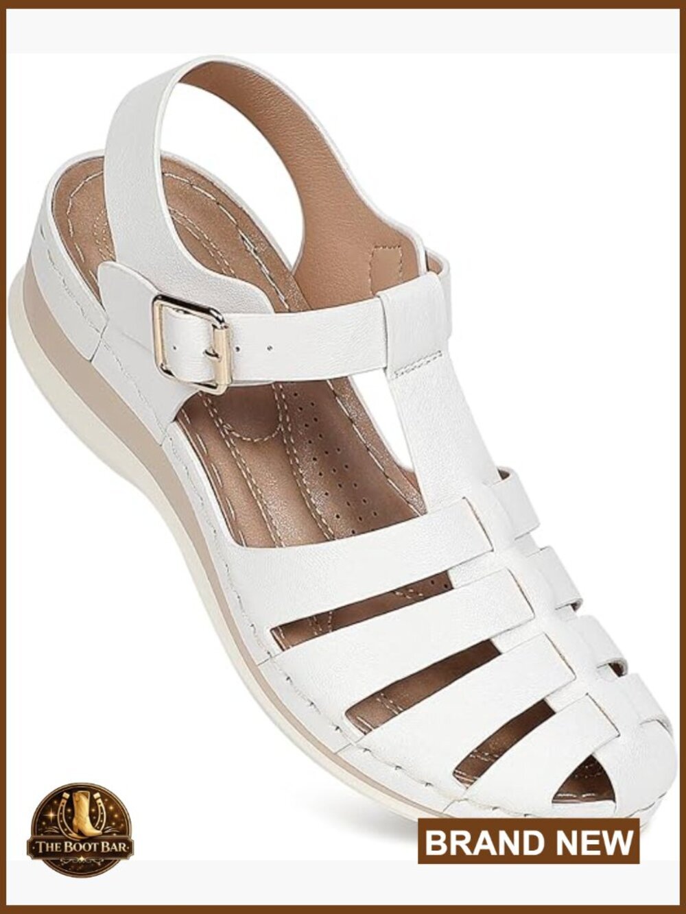 Closed Toe Wedge Sandals with Arch Support Adjustable Strap Fisherman Style